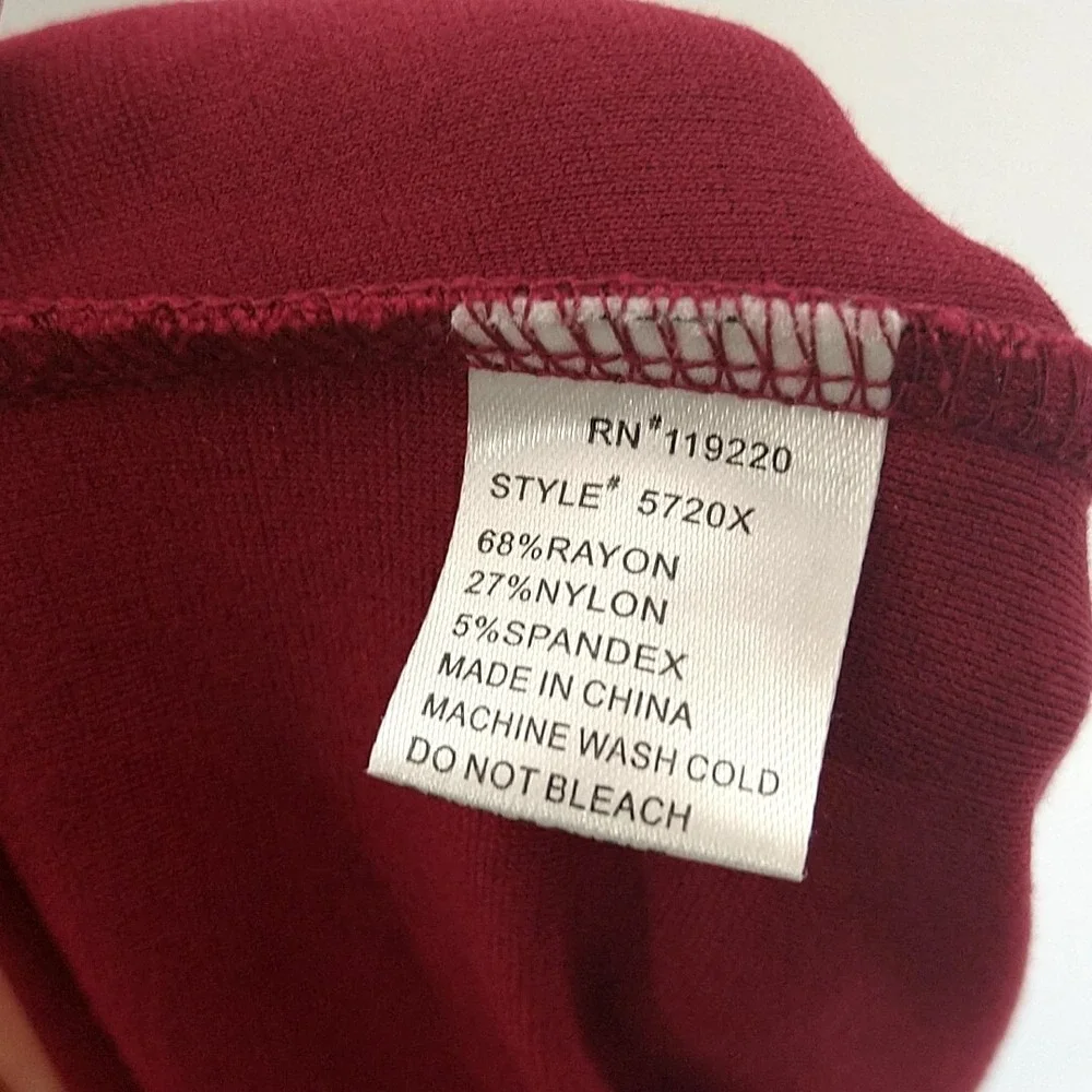 Ashley Blue Pencil Skirt Womens 2X Burgundy Red Black Elastic Waist 5720X